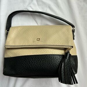 Kate Spade Flapover Black and Cream Leather Women's Bag